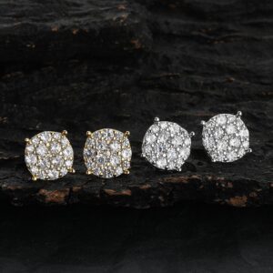 LXED4033 Hip-hop earrings copper inlaid zirconium 10mm round earrings