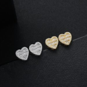 LXED4035 Hip-hop earrings copper inlaid zirconium earrings five-layer heart-shaped earrings
