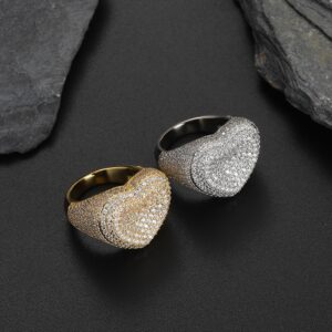 Hip Hop Ring Copper Inlaid Zircon 20mm*24mm Cuban Ring Couple Ring