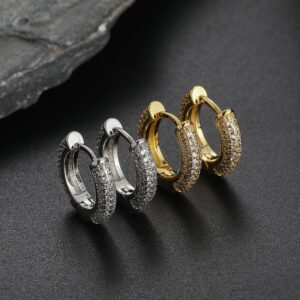 LXED4038 Hip-hop earrings copper inlaid zirconium gold-plated simple small hoop earrings