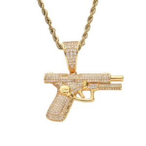 Hip hop pendant copper inlaid zirconia pistol shape