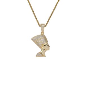 Hip hop pendant copper inlaid with zirconium pharaoh queen figure shape