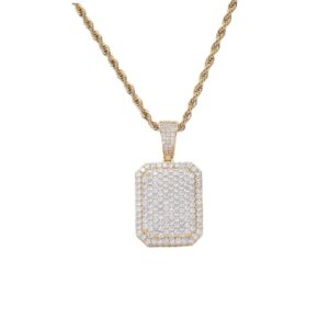 Hip hop pendant copper inlaid zirconia square military plaque