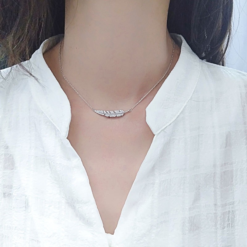 S925 sterling silver necklace leaf pendant clavicle chain - Image 4