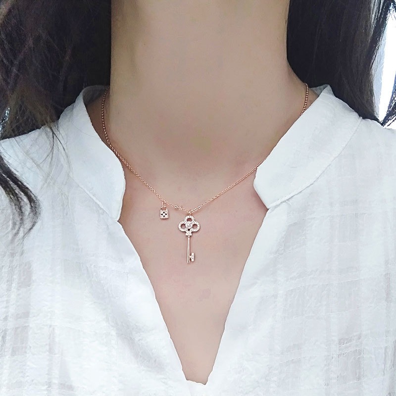S925 sterling silver necklace key pendant clavicle chain - Image 5