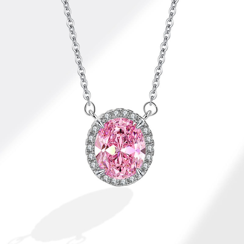 S925 sterling silver necklace oval pendant clavicle chain - Image 2