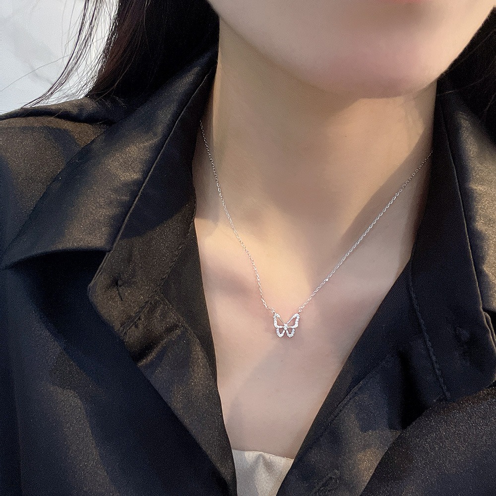 S925 sterling silver necklace butterfly pendant clavicle chain - Image 4