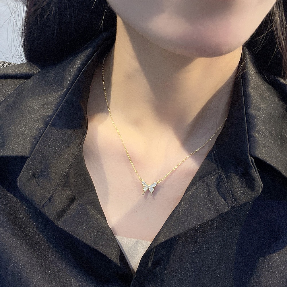 S925 sterling silver necklace butterfly pendant clavicle chain - Image 5