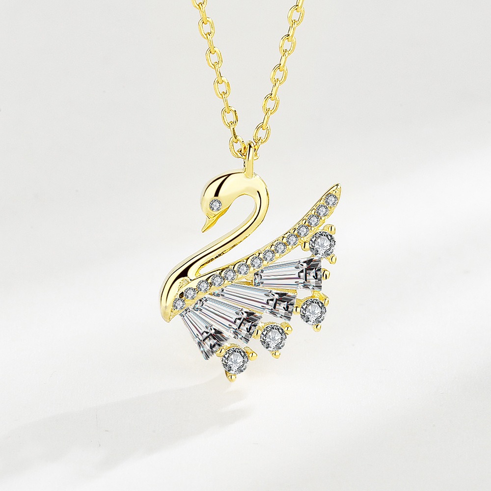 S925 sterling silver necklace swan pendant clavicle chain - Image 2