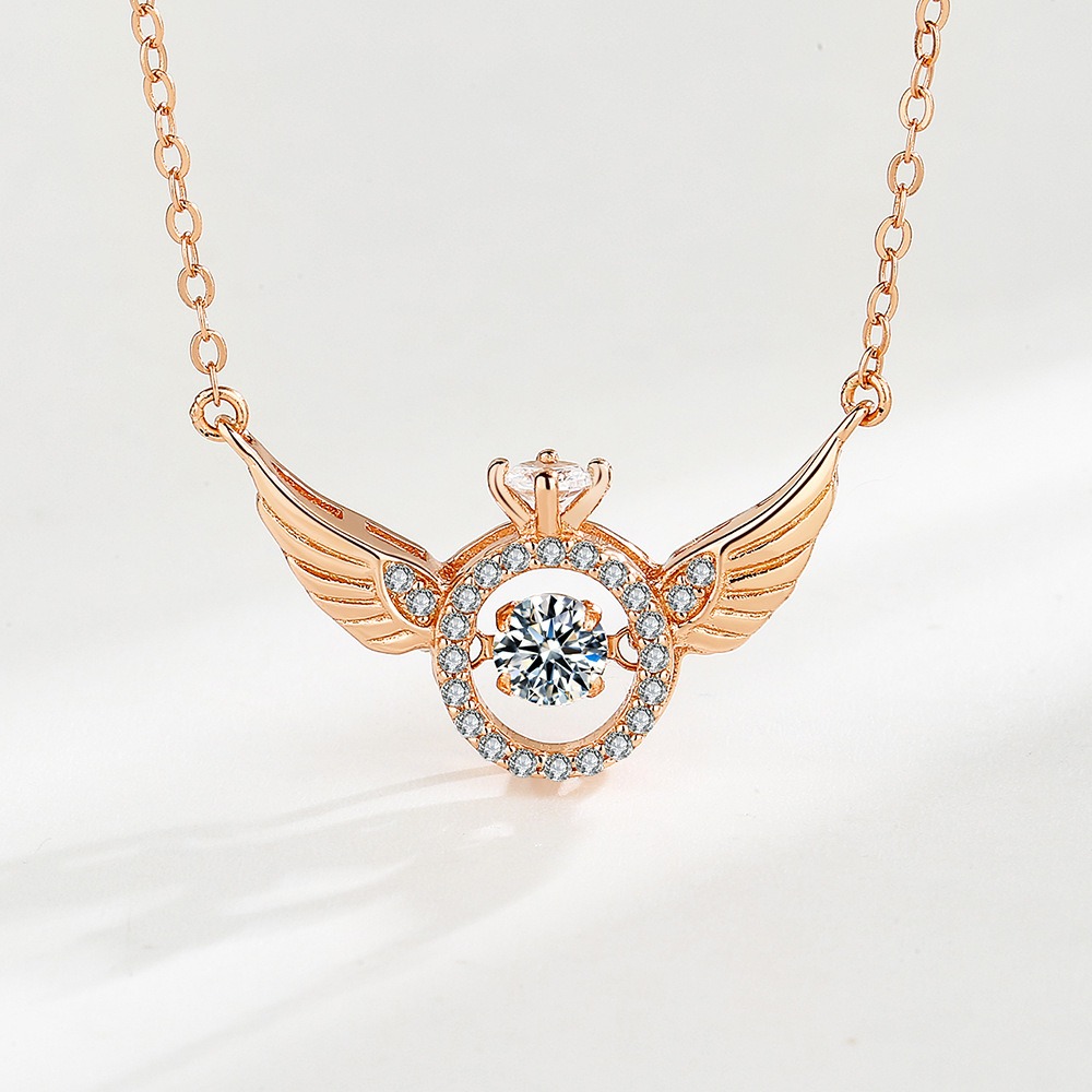 S925 sterling silver necklace angel wings pendant clavicle chain - Image 2