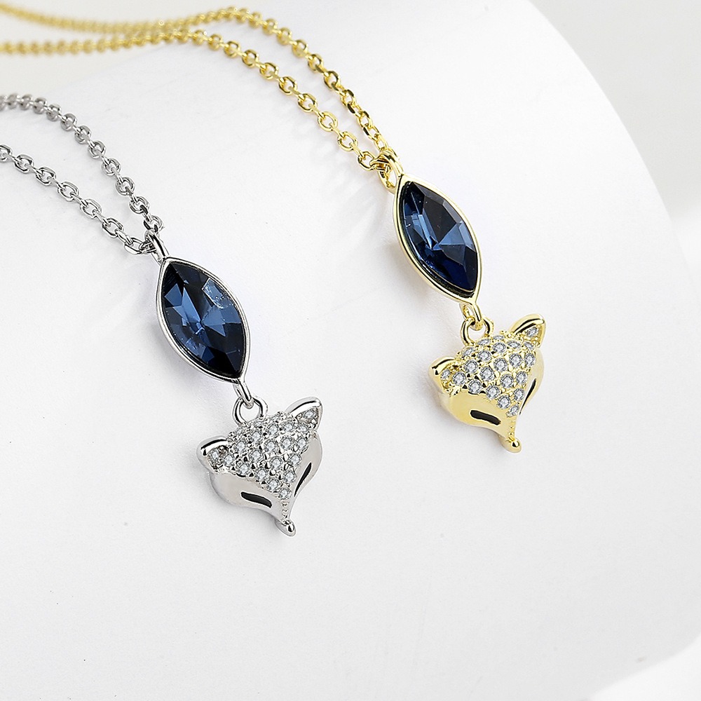 S925 sterling silver necklace crystal fox pendant clavicle chain - Image 4