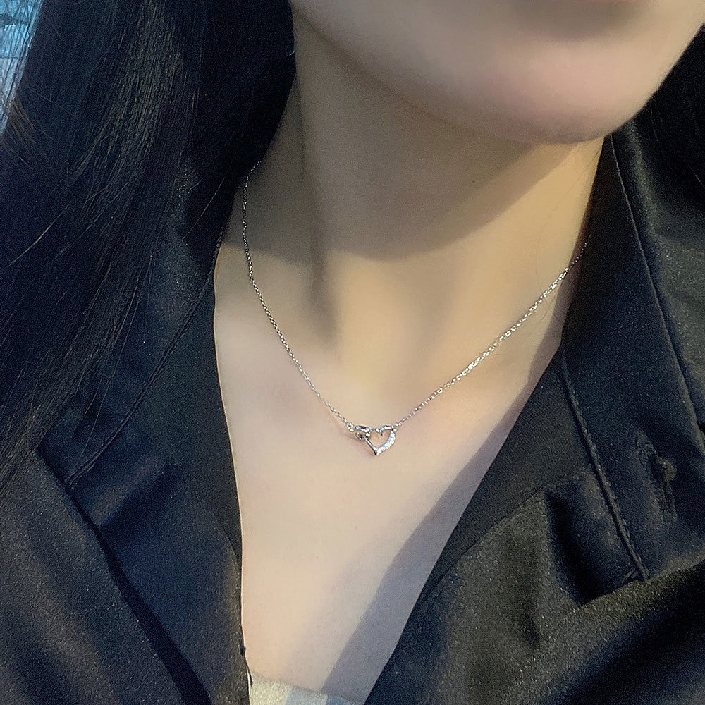 S925 sterling silver necklace heart pendant clavicle chain - Image 5
