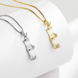 S925 sterling silver necklace bamboo pendant clavicle chain