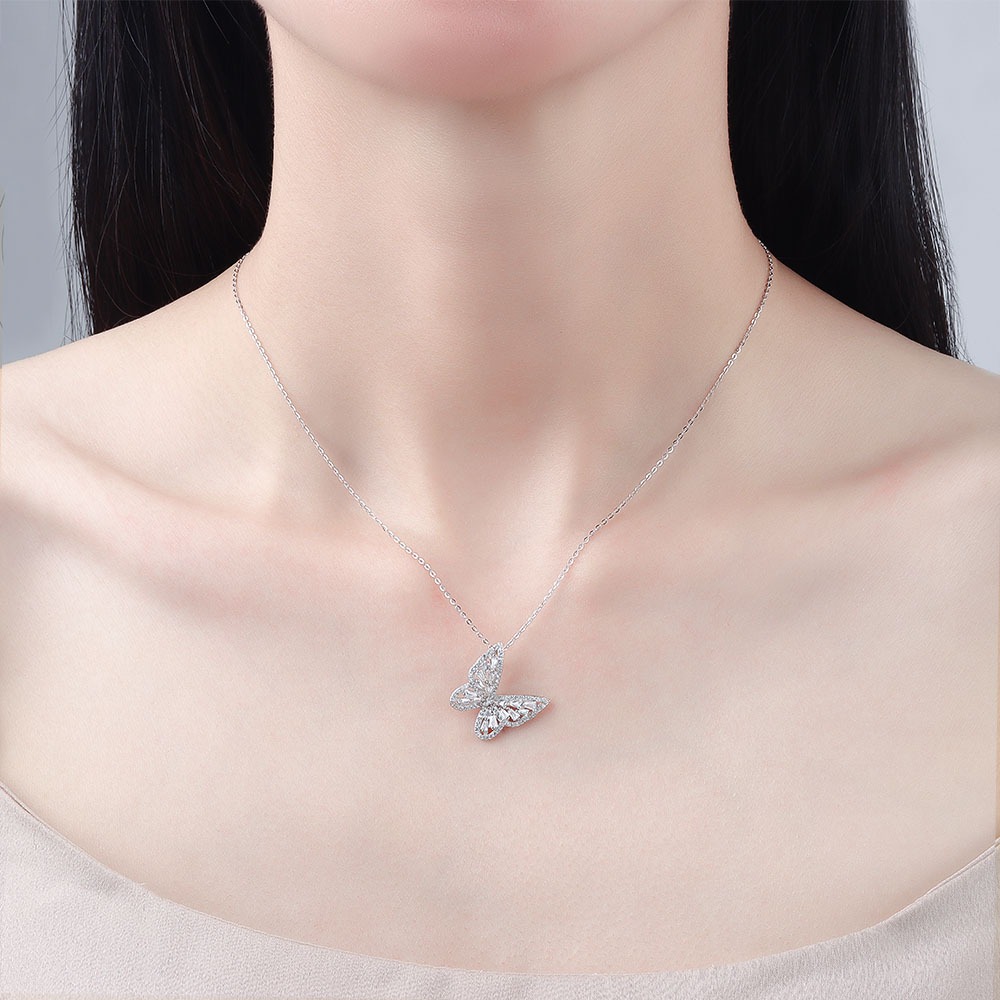 S925 sterling silver necklace butterfly pendant clavicle chain - Image 4