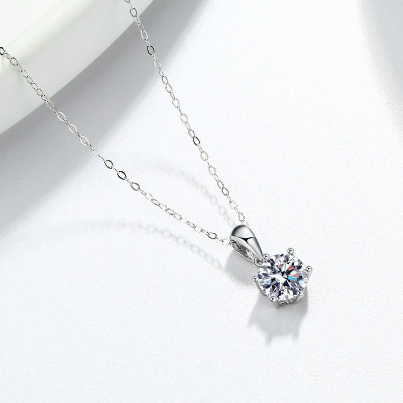 S925 sterling silver necklace GRA Moissanite 1 carat pendant clavicle chain - Image 2