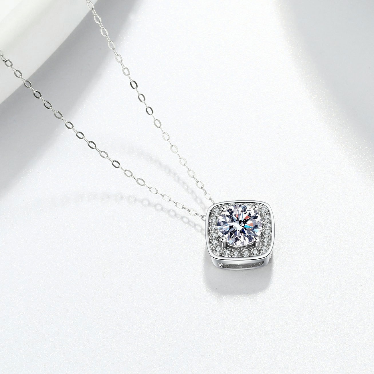 S925 sterling silver necklace GRA Moissanite 1 carat pendant clavicle chain - Image 3