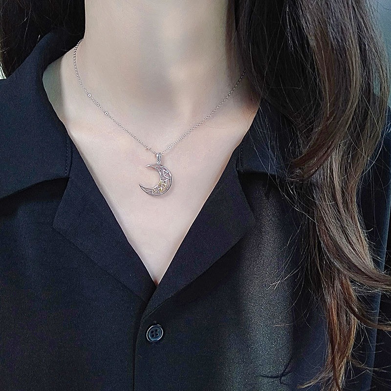 S925 sterling silver necklace sun moon couple pendant clavicle chain - Image 5