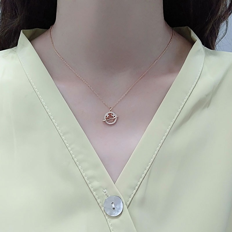 S925 Sterling Silver Necklace Planet Pendant Clavicle Chain - Image 5