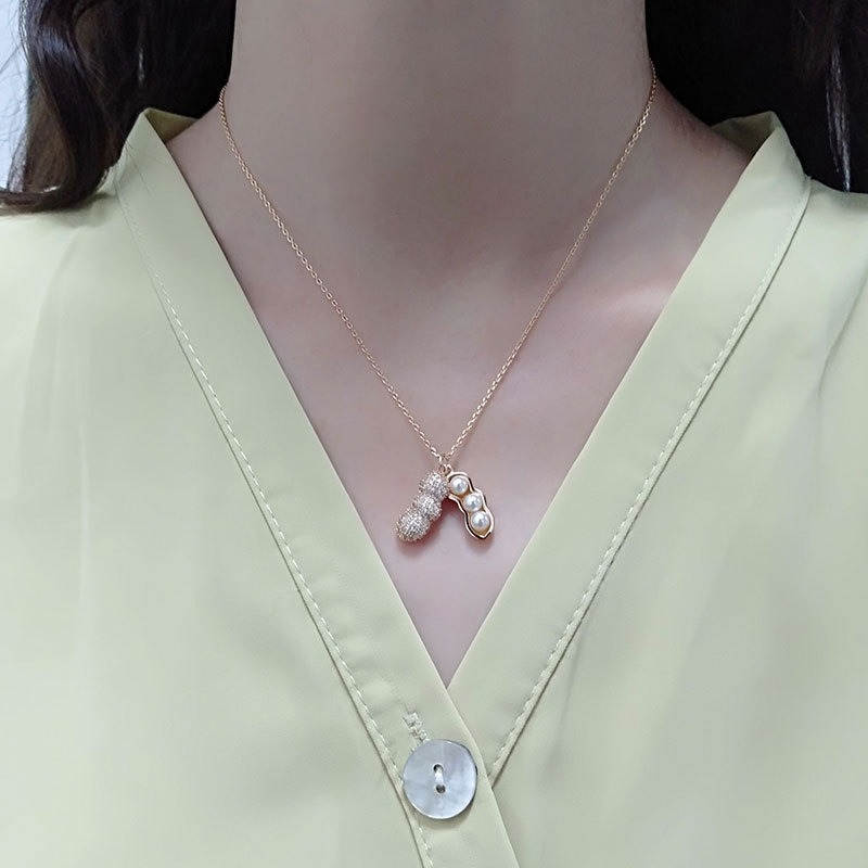 S925 sterling silver necklace peanut pendant clavicle chain - Image 5