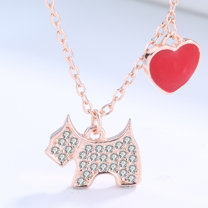 S925 sterling silver necklace love puppy pendant clavicle chain - Image 2