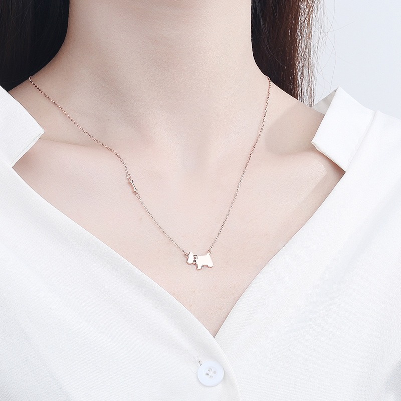 S925 sterling silver necklace glossy puppy pendant clavicle chain - Image 5