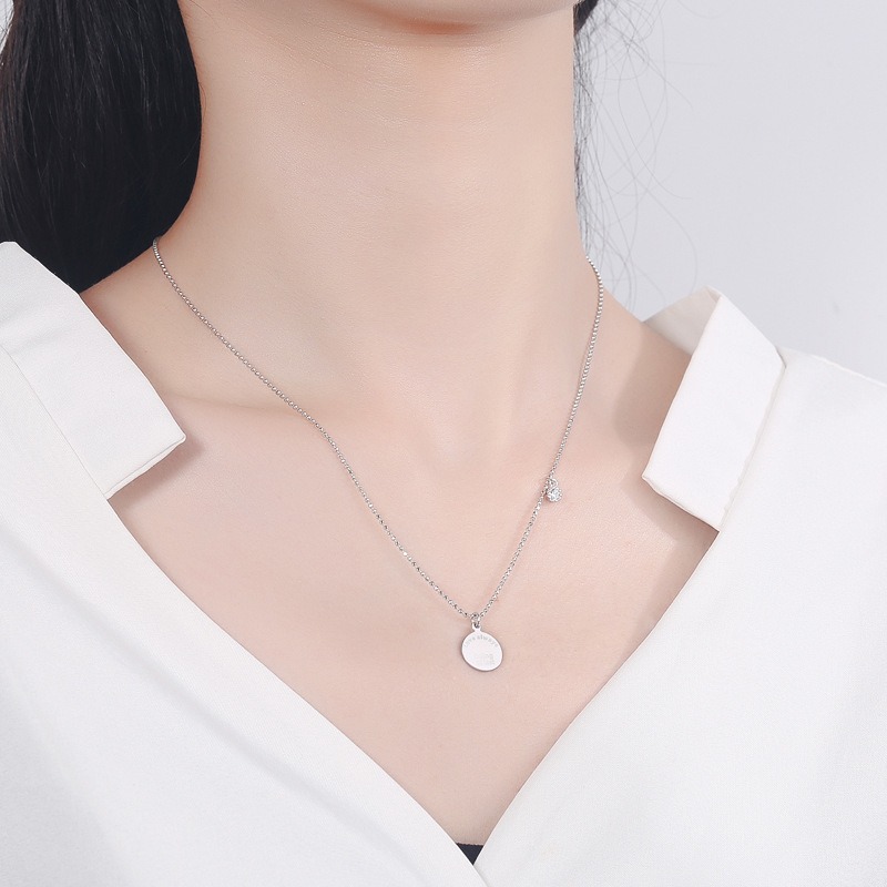 S925 sterling silver necklace lock letter medallion pendant clavicle chain - Image 5