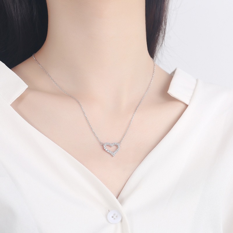 S925 sterling silver necklace heart pendant clavicle chain - Image 5