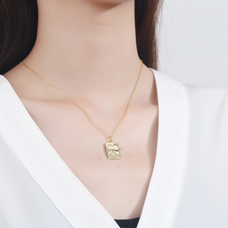 S925 sterling silver necklace square card pendant clavicle chain - Image 6