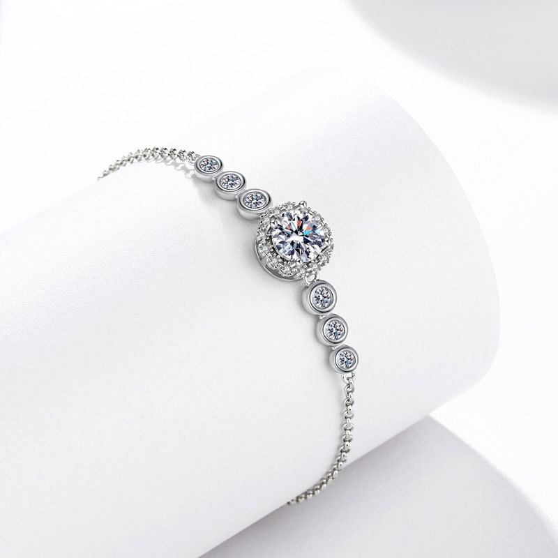 S925 sterling silver bracelet 1 carat moissanite bracelet - Image 3