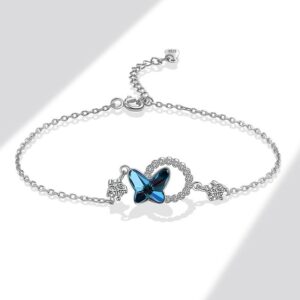 S925 sterling silver bracelet blue butterfly bracelet