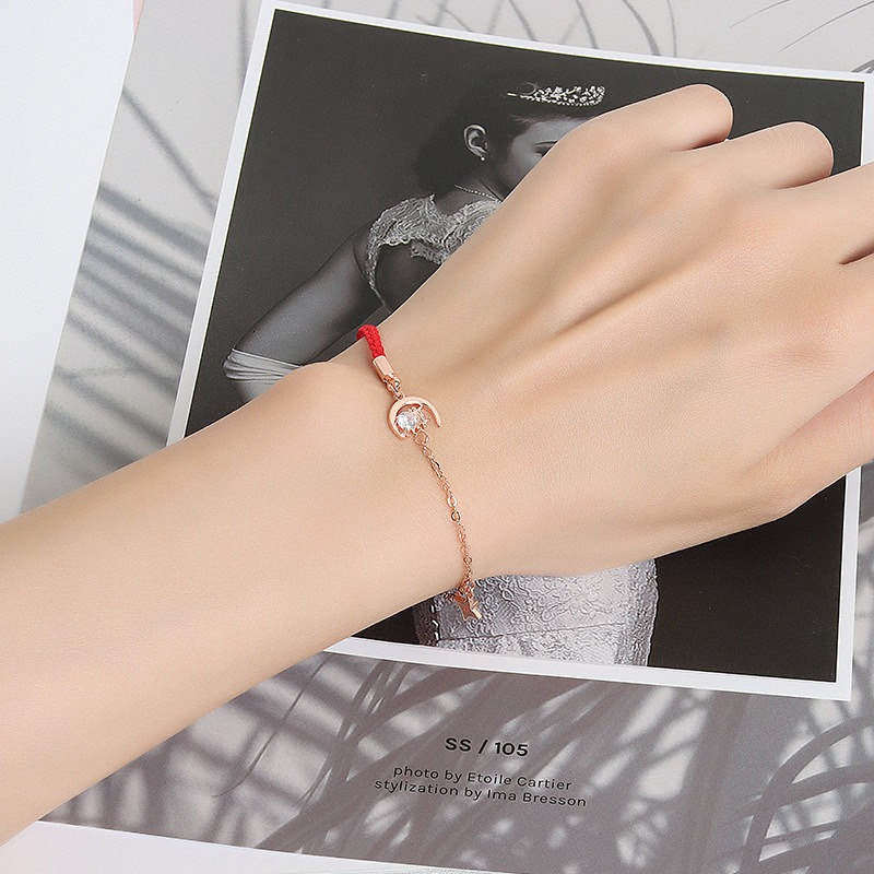 S925 sterling silver bracelet red string star and moon bracelet - Image 5