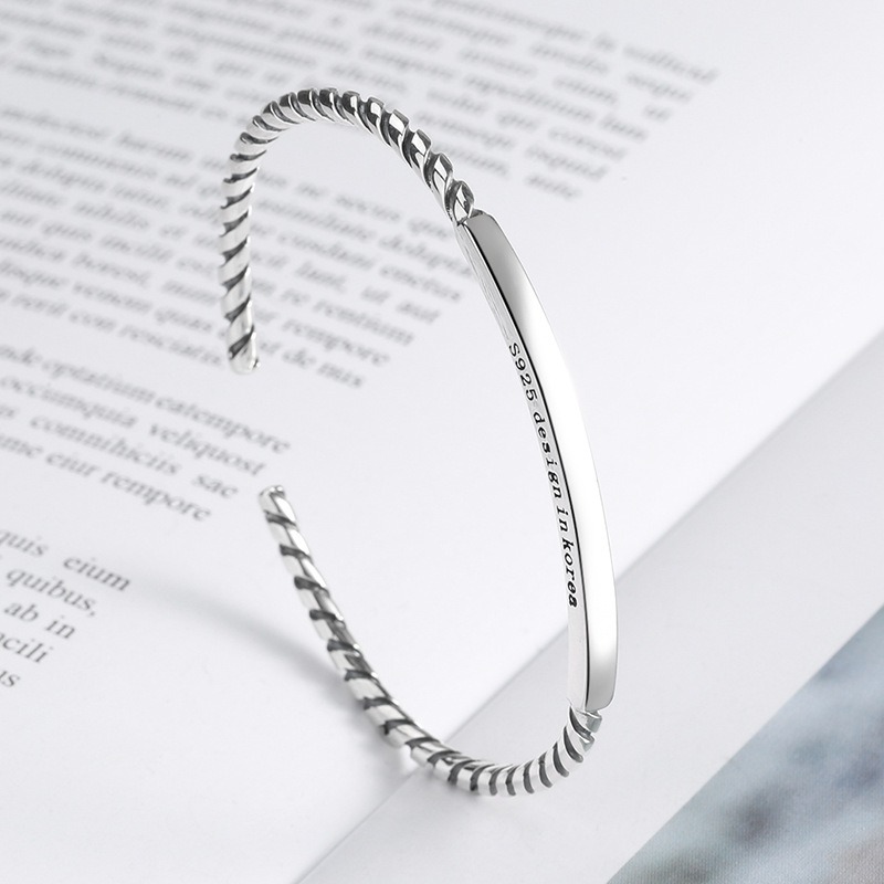 S925 sterling silver bracelet vintage roman pattern bracelet - Image 3