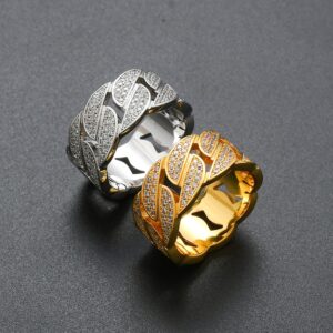 Hip Hop Copper Inlaid Zircon Cuban Ring 10mm Couple Ring