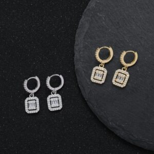 LXED4029 Hip Hop copper inlaid zircon earrings square studs