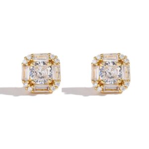 LXED4044 Hip-Hop Earrings Copper Inlaid Zirconia 10mm square studs