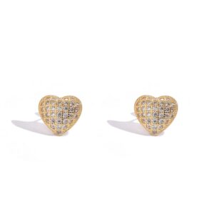 LXED4048 hip-hop earrings copper inlaid zircon three-dimensional heart-shaped earrings