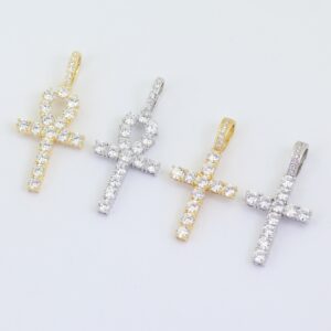 Hip hop pendant copper inlaid zircon cross shape