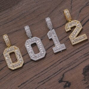 Hip hop pendant copper inlaid with zirconium 0-9 number shape