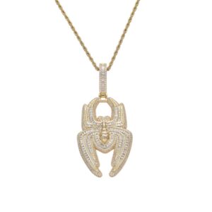 Hip hop pendant copper inlaid with zirconia spider shape