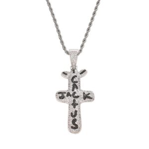Hip hop pendant copper inlaid zircon cross shape