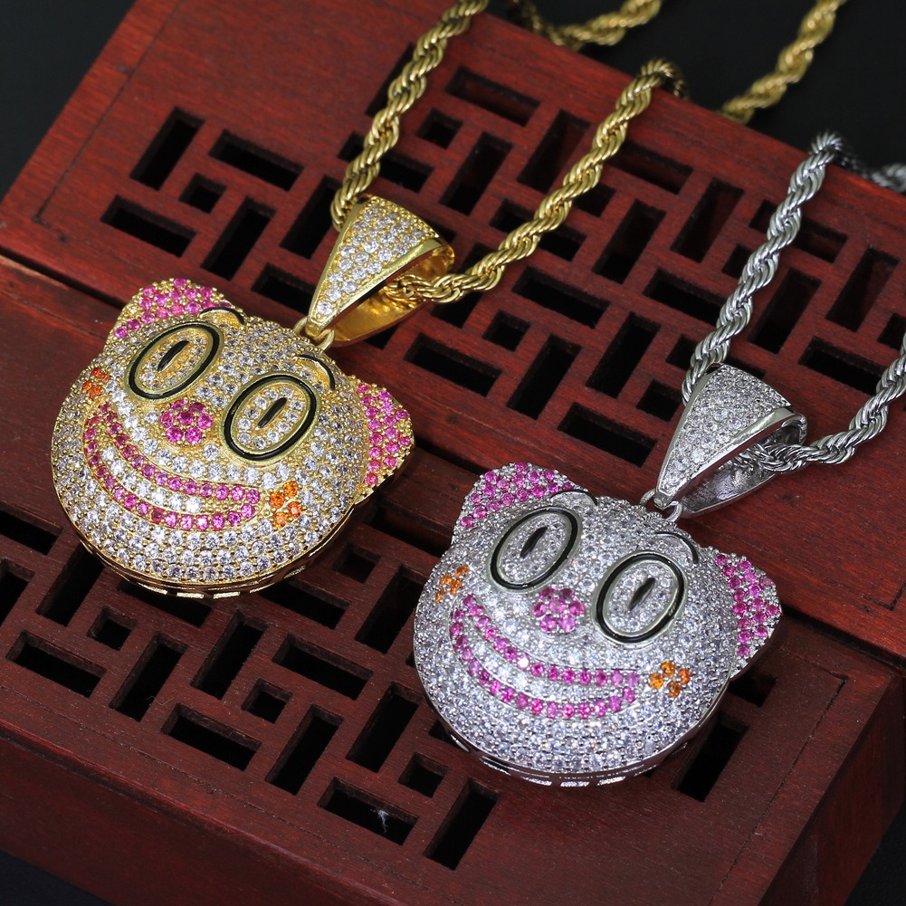 Hip hop pendant copper inlaid with zircon clown mask shape - Image 5