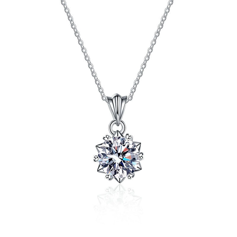S925 sterling silver necklace GRA moissanite six-pointed star pendant clavicle chain