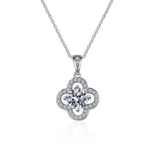S925 sterling silver necklace D color moissanite clover pendant clavicle chain