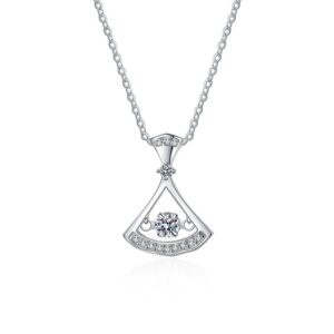 S925 sterling silver necklace moissanite fan pendant clavicle chain