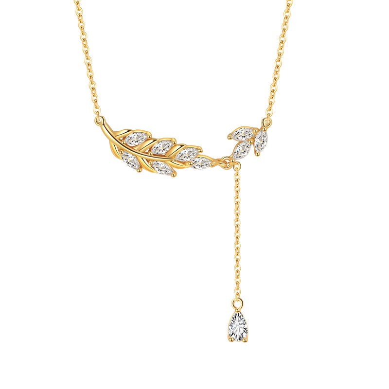 S925 sterling silver necklace tassel wheat sphue pendant clavicle chain - Image 2