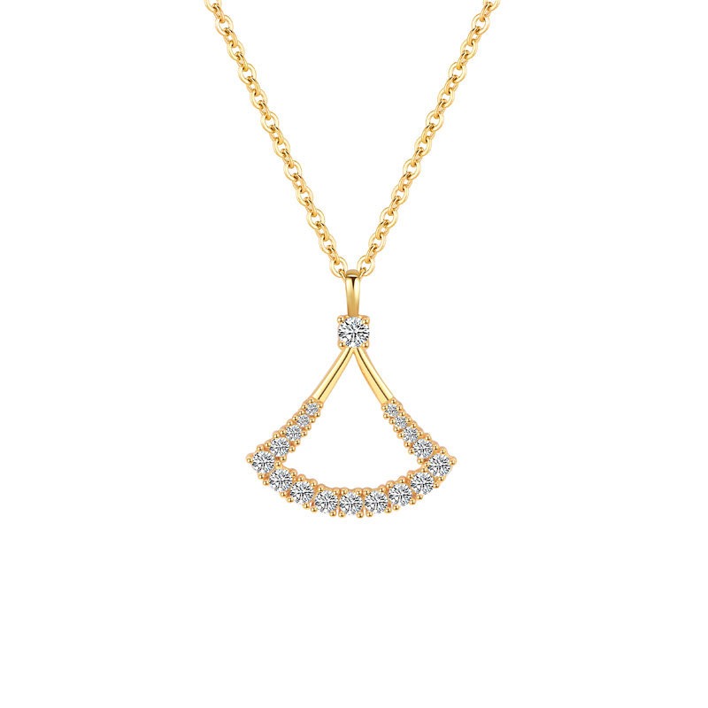 S925 sterling silver necklace hollow fan pendant clavicle chain - Image 2