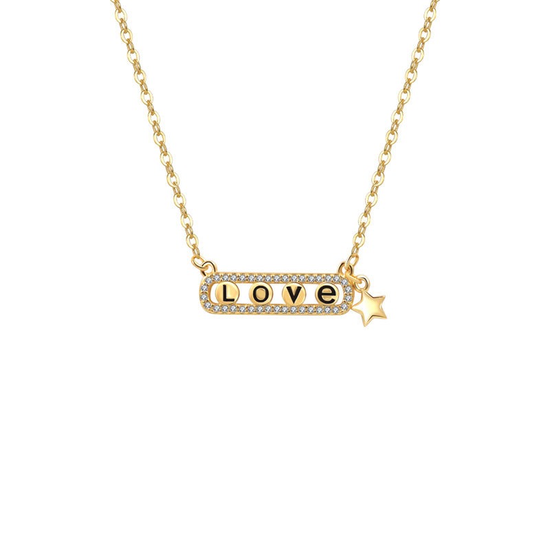 S925 sterling silver necklace LOVE pendant clavicle chain - Image 2