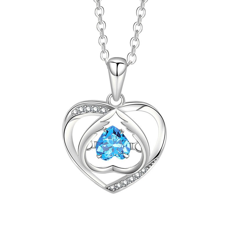 S925 sterling silver necklace heart pendant clavicle chain