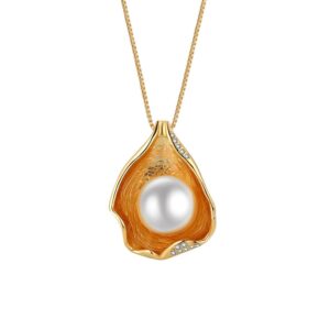 S925 sterling silver necklace shell pearl pendant clavicle chain