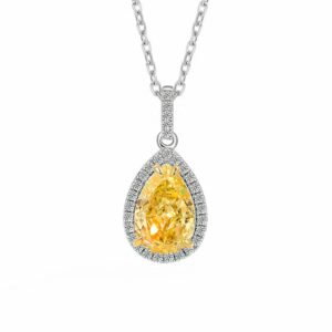 S925 sterling silver necklace yellow drop pendant clavicle chain